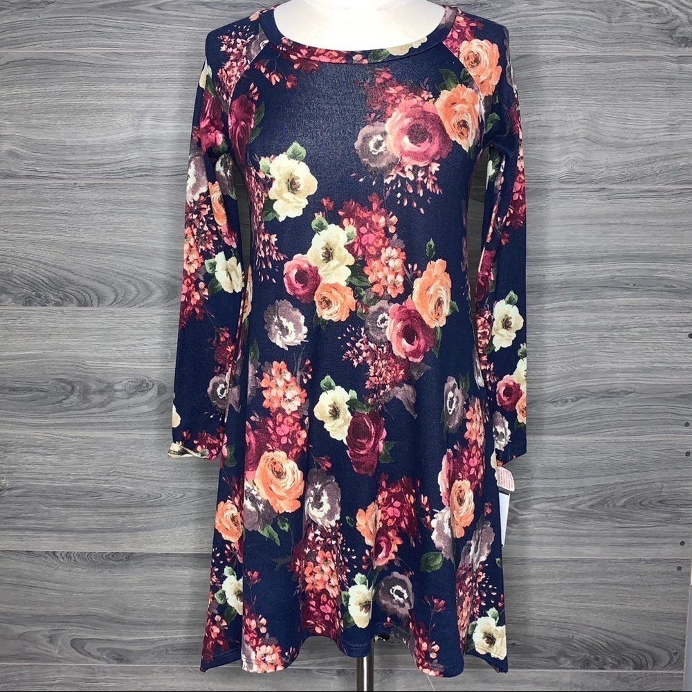 MM MM MM Blue Floral Tunic Dress Size Small